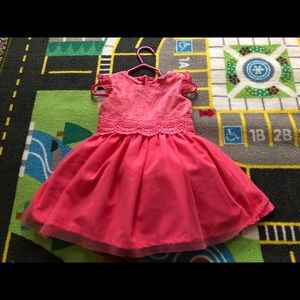 Rustic coral lace baby girl dress